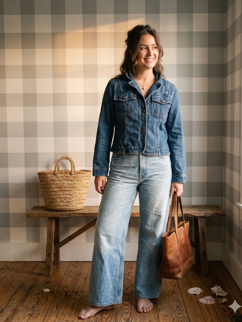 Classic Women's Blue‎ Denim Jacket with Button Front Large